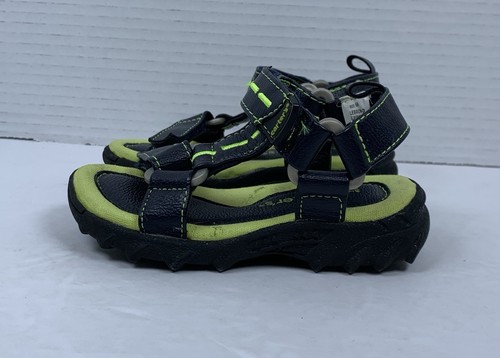 Carters Boys Baby Shoes Sz 6 Sandals Navy Blue Lime Green Water Casual (S353) - Picture 3 of 7