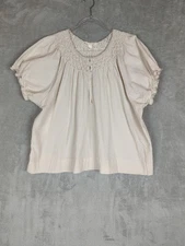 Grade & Gather Beige Cottagecore Grannycore Prairie Puff Shirt Sleeve Top sz L