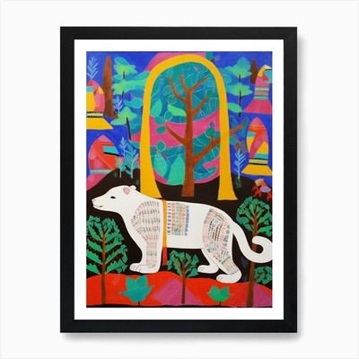 Maximalistisches Tiergemälde Mungo gerahmt Wandbild Poster Leinwanddruck Bild