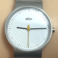 Braun BN0211WHSLMHL Minimalist White Dial SS Mesh Band Watch w/Box Unused 451B