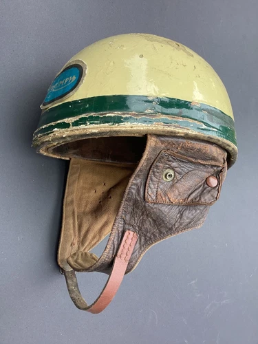 Vintage 1920’s 1930’s 1940’s Cork Leather Motorcycle racing Helmet triumph