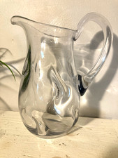 ??????    Heavy Hand Blown vase /pitcherglass w Artistic swirls 8" tall x 7" W