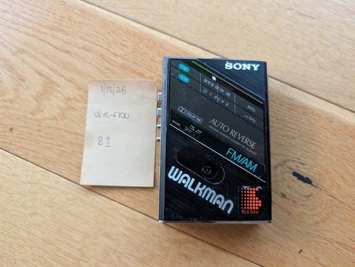 Vintage 1986 Sony Walkman WM-F100 Cassette Tape Player Slim Black(Untested)