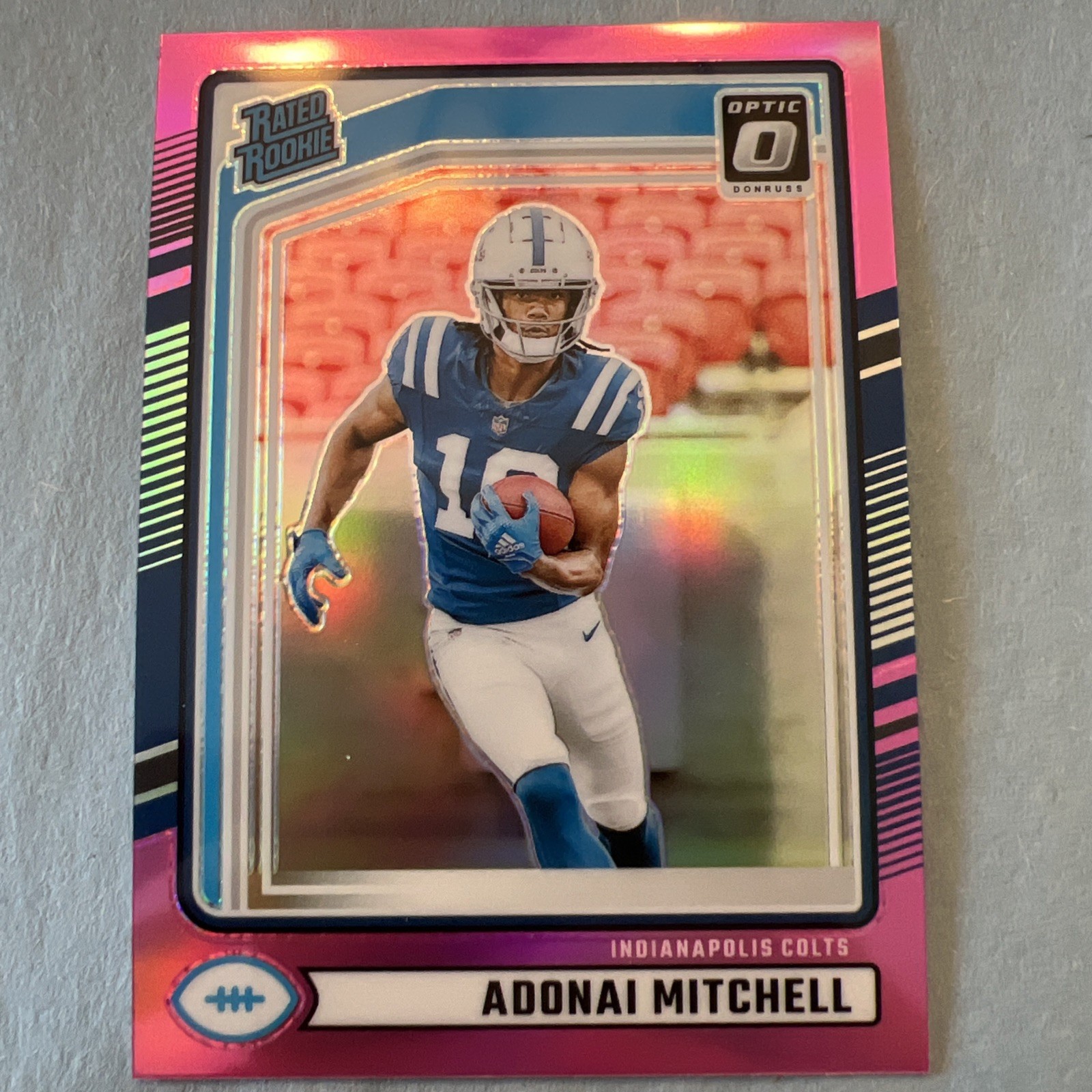 2024 Panini Donruss - Rated Rookie Adonai Mitchell #343 Optic Preview Pink Prizm