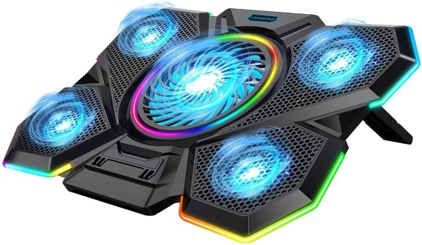 Laptop Cooling Pad, Laptop Cooler with 6 Quiet Led Fans for 15.6-17 Inch Laptop