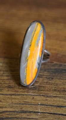 Orange Bumble Bee Jasper Pinky Ring Size 4 Artisan Southwest
