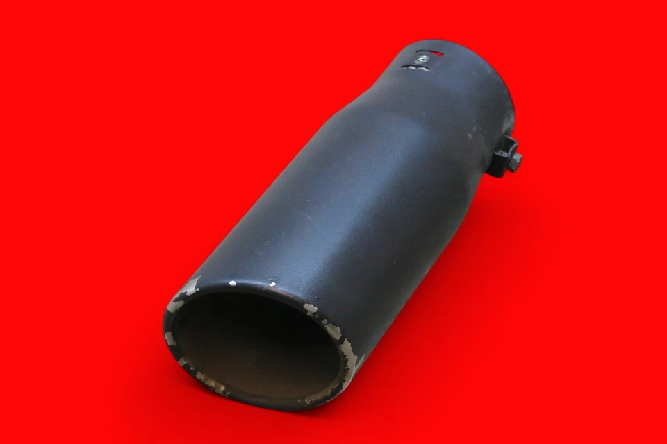 Punta de escape de acero inoxidable negro 3 entradas 3,5 OD 8,5 borde laminado en ángulo largo Foto 3 de 4