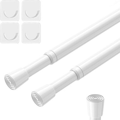  2pcs Spring Tension Rods Adjustable 26 to 39 inch Small 26'' to 39''-2Pcs White