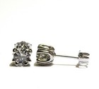 14k white gold 1.05ct Double U prong European round diamond stud earrings 1.1g — photo 4
