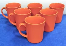 Glossy Orange 12 oz Coffee Mugs Tea Cups 4-1/8" tall Set of 6