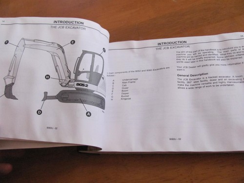 JCB 9801/9060U Operator Handbook 8052 Excavator - Picture 6 of 10
