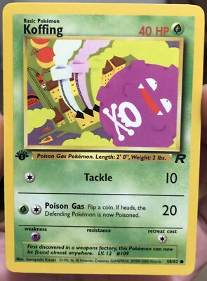 Koffing 58/82 1st Edition NM LP MP HP Common Team Rocket Pokemon Card 2000 WOTC 