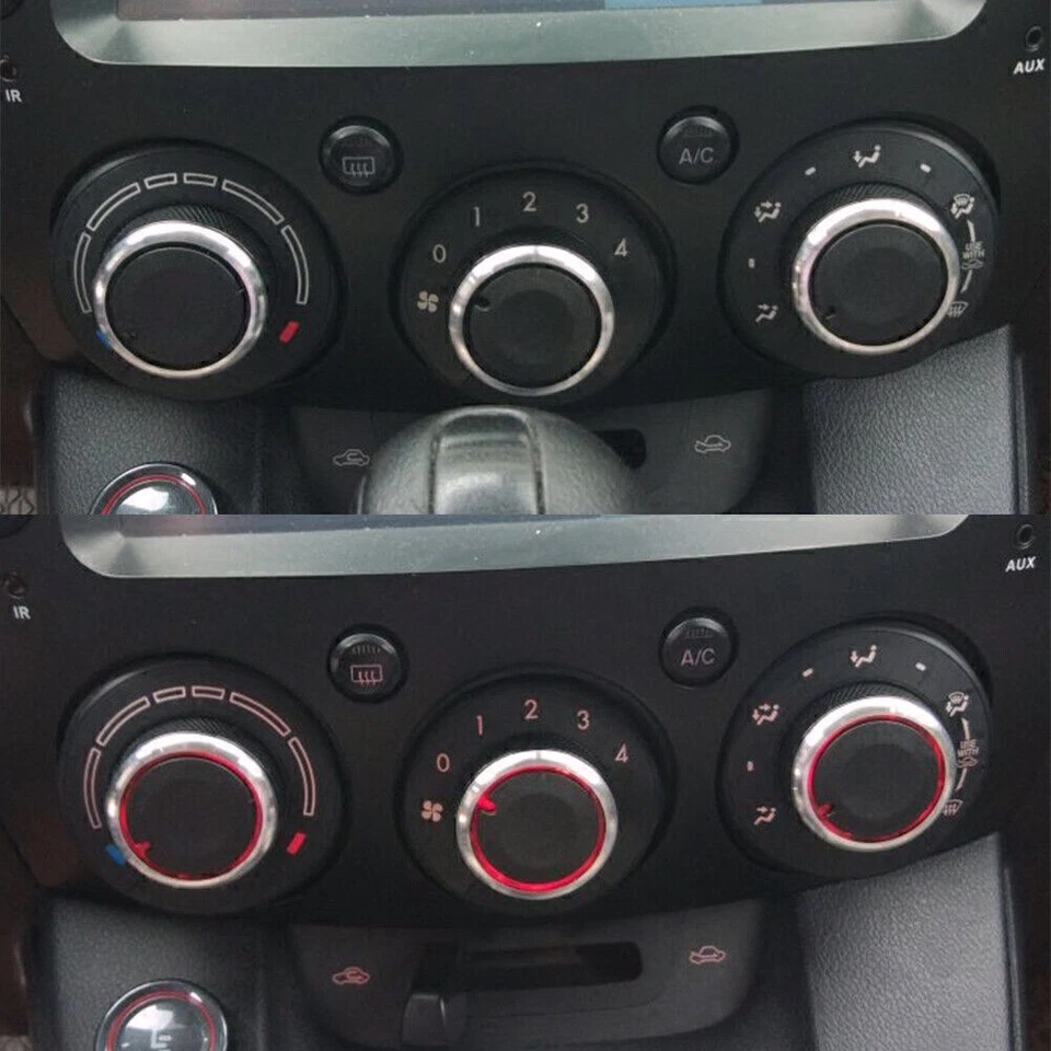 3Pcs Switch Knob Heater Climate Control Button Dials Frame A/C Set Fit Mazda 2 - Image 2 of 4