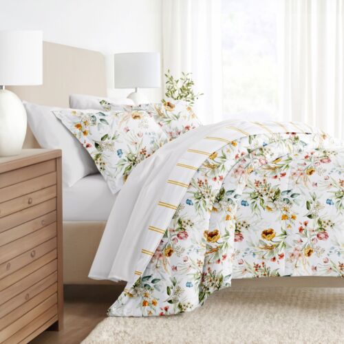 Kaycie Gray Floral Patterned Reversible Comforter Set - 第 1/11 張圖片