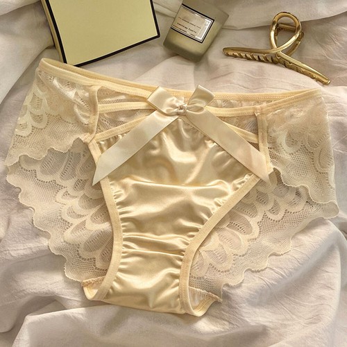 Damen Slips Aus Seidensatin Atmungsaktiv Mit Schleife Unterwäsche Dessous æ - Bild 20 von 28