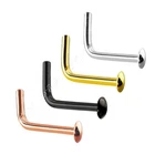 2mm Flat Dome Top L-Shaped IP 316L Surgical Steel Nose Ring Stud 20G 18G