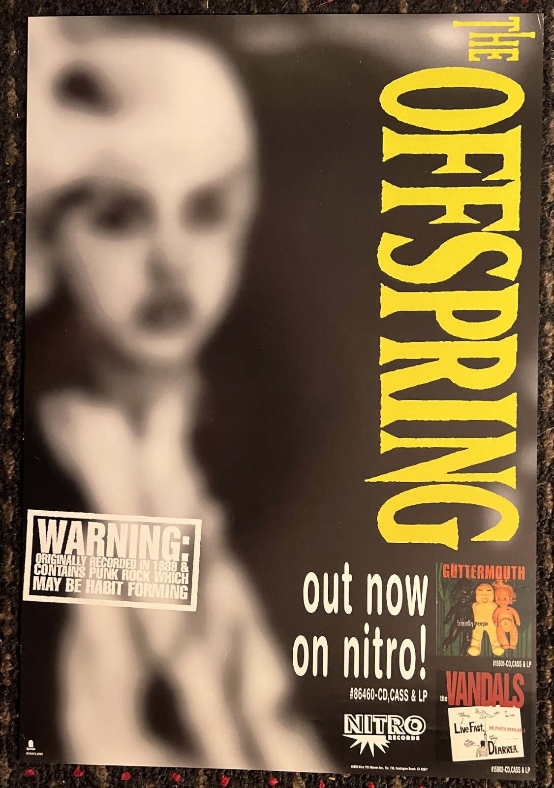 OFFSPRING debut NITRO 13x19 record store promo poster pop skate PUNK ...