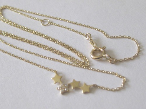 Sterne Collier 585 'er Gold 14 Karat mit Zirkonias 45, 42, 39cm Kette / x485 - Bild 11 von 13