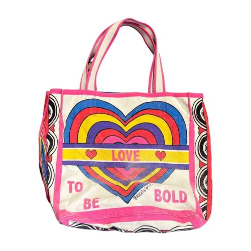 Brighton Love Tote Bag Canvas Art To Be Bold Multi Color Designer Medium Rainbow - Afbeelding 1 van 6