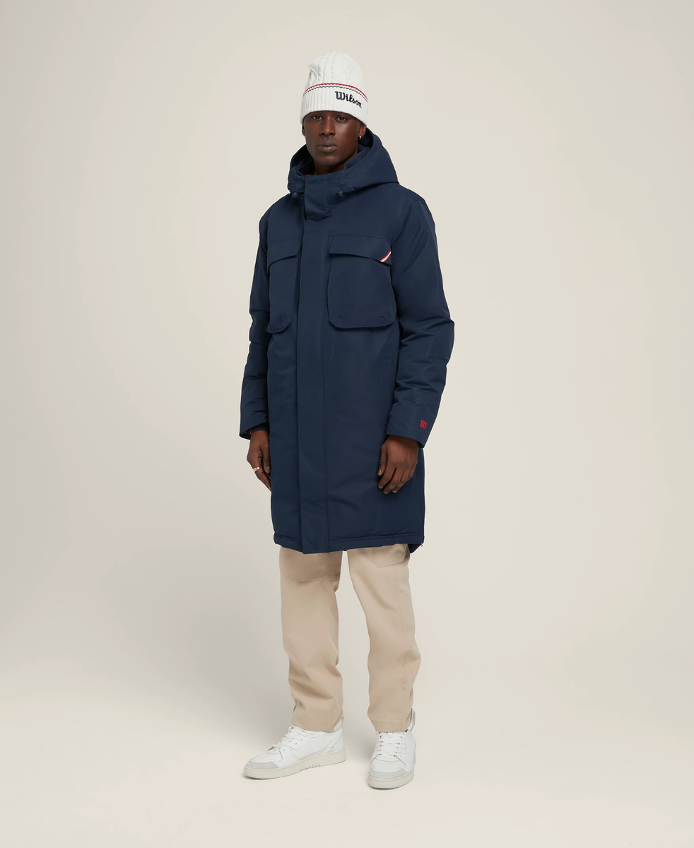 NEW Wilson Stadium Hooded Parka Warm Puffer Jacket Medium Navy DWR