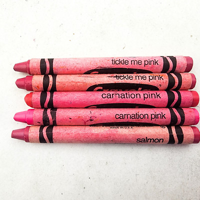 Vintage Crayola Crayons Binney & Smith Pink Lot Tickle me Pink Carnation Salmon