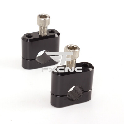 CNC Black 7/8'' 22mm Universal CNC HandleBar Fat Bar Mount Clamps Risers Adapter