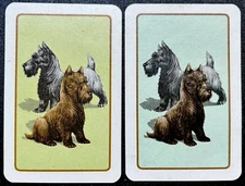 2 SWAP PLAYING CARDS PAIR OF SCOTTIE TERRIER DOGS EUROPEAN JOKER