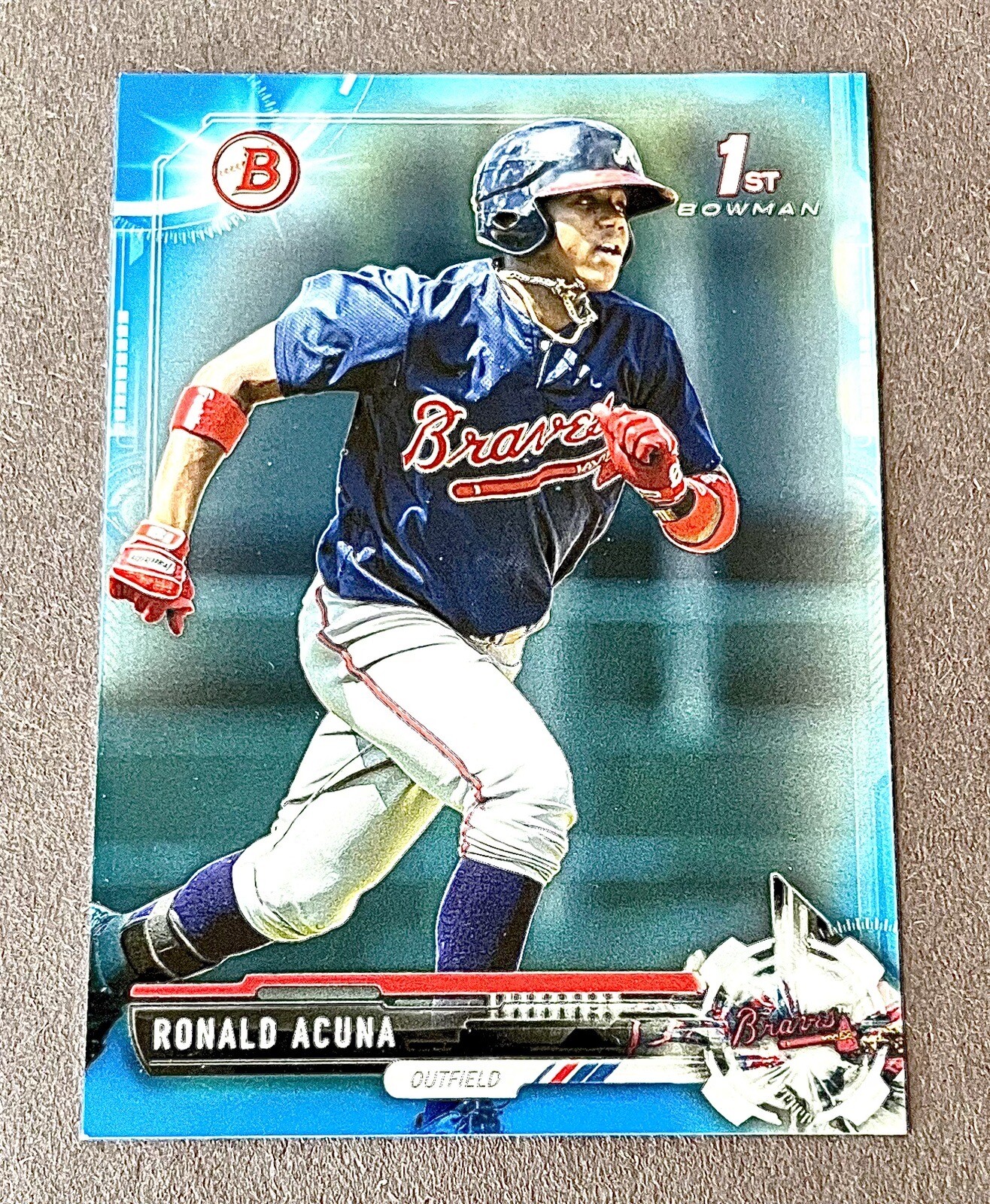 Ronald Acuna Jr 2017 Bowman BP127 Blue Parallel /150 1st Rookie Card RC Braves