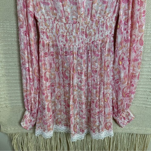 ROCCO SAND pink paisley Candy high low tunic top S NEW - Picture 6 of 9