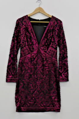 Neiman Marcus Tadashi Shoji Raisin Black Sequin Short Dress Sz 6 MSRP $390  | eBay