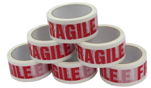 2 ROTOLI DI NASTRO IMBALLAGGIO PACCO STAMPATO FRAGILE 48mm x 66M IMBALLAGGIO NASTRO SIGILLANTE - Foto 6 di 7