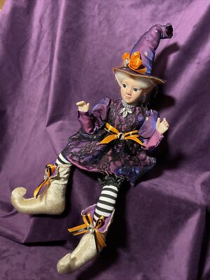 NEW HALLOWEEN PIXIE ELF 18'' DECORATIVE WIREFRAME DOLL - PURPLE FAIRY PRINCESS