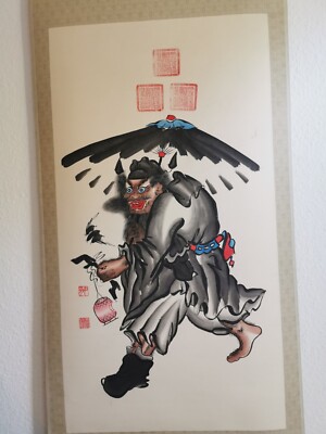 Rollbild , Zhong Kui , wohl Kopie von Gao Qipei , 128 x 62 cm