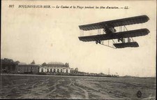 Antique Postcard PIONEER FRENCH AVIATION Boulogne Sur Mer France Biplan Airplane
