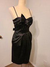 db STUDIO Marilyn Monroe Style Thin Strap Stretch Black SATIN DRESS 6 Made USA