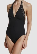 Lise Charmel Women's Black Ajourage Couture Halter One-Piece Swimsuit Size L