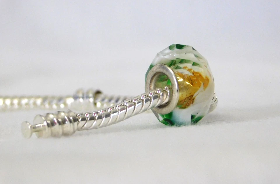 European Christmas beads for your charm bracelet white green gold silver glitter - Image 4 of 4