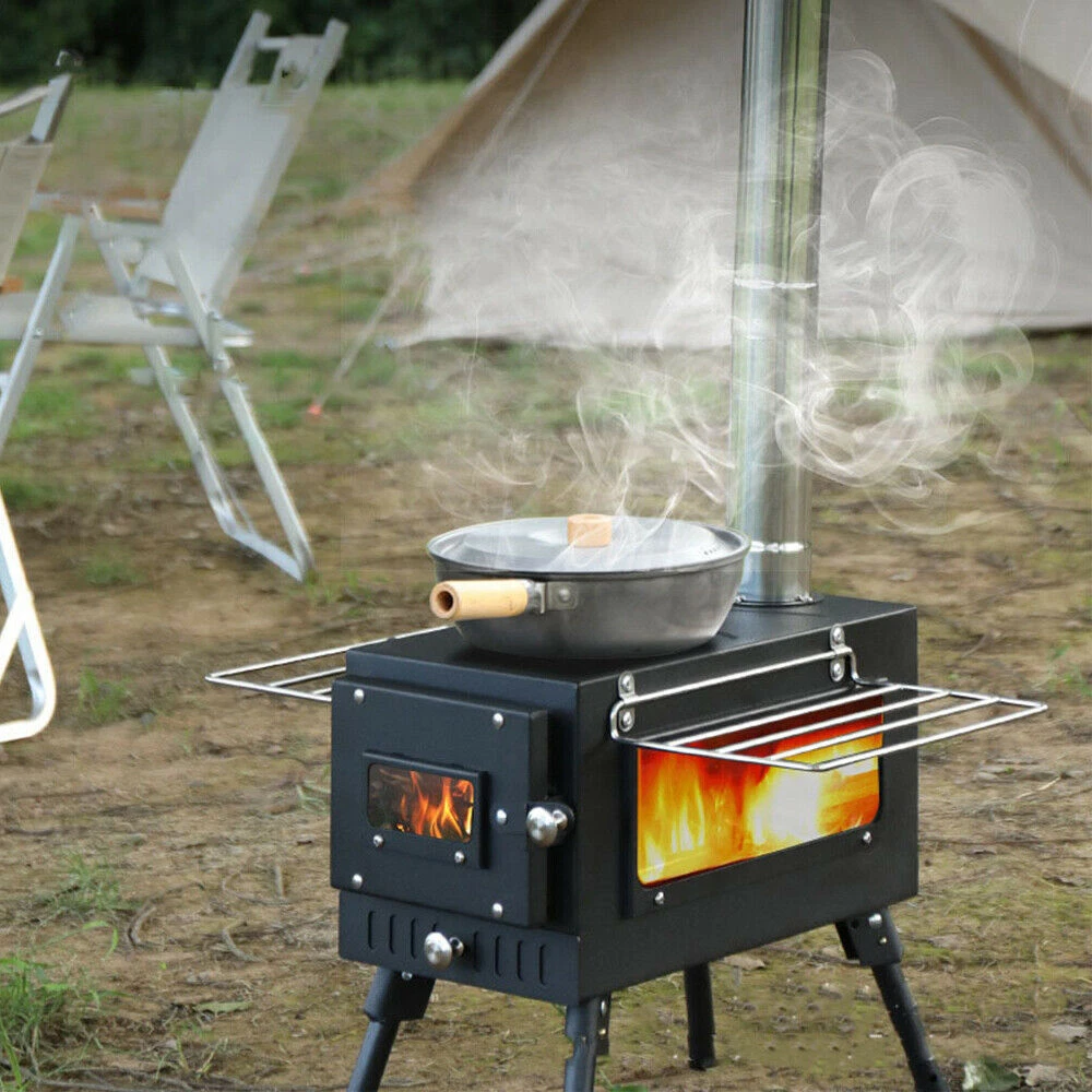 Portable Tent Heating Stove Fire Wood Heater Camping Picnic BBQ Cooking  Stove | eBay