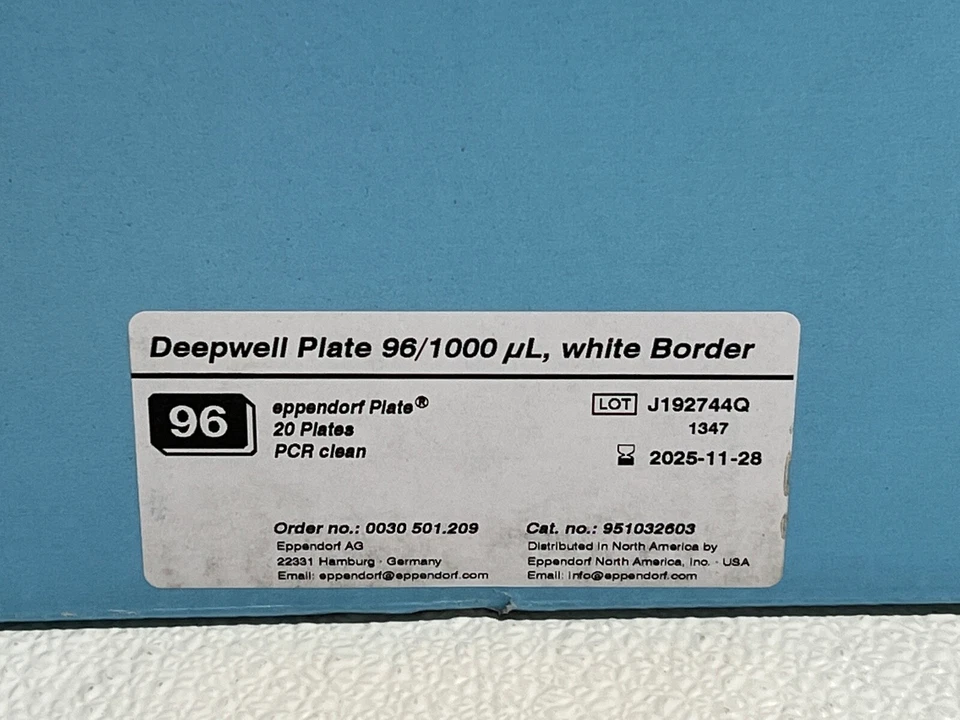 Placa Eppendorf Deepwell 96/1000uL borde blanco PCR limpia 951032603 20 placas Foto 2 de 4