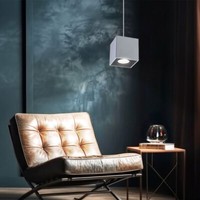 Decken Pendel Leuchte Grau Wohn Ess Zimmer Beleuchtung Alu HäNge Lampe Eckig