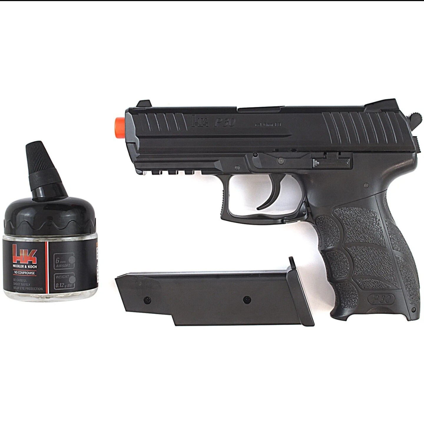 H&K P30 LICENSED METAL AIRSOFT FULL SIZE SPRING PISTOL HAND GUN + 400