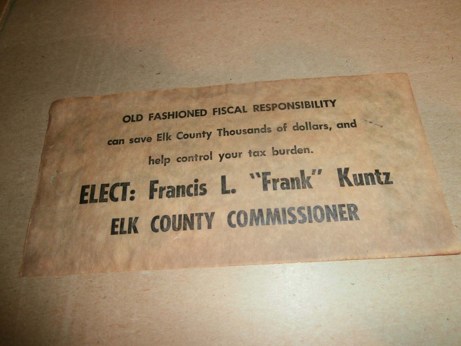 Vntg Francis L Frank Kuntz Elk County PA Grelly UK