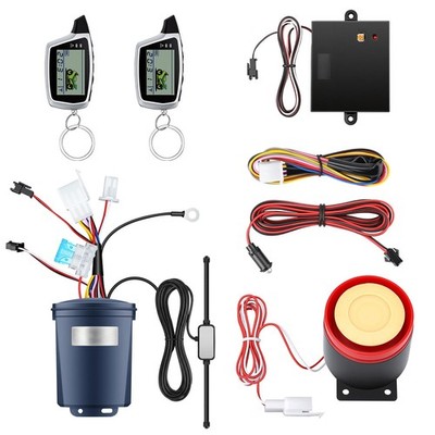 Motorcycle Alarm with 2-Way LCD Remote & Engine Cut Off - 12V DC Anti-Theft S...