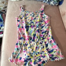 Lilly Pulitzer Girls Abstract Multicolor Cotton Romper M 6-7 