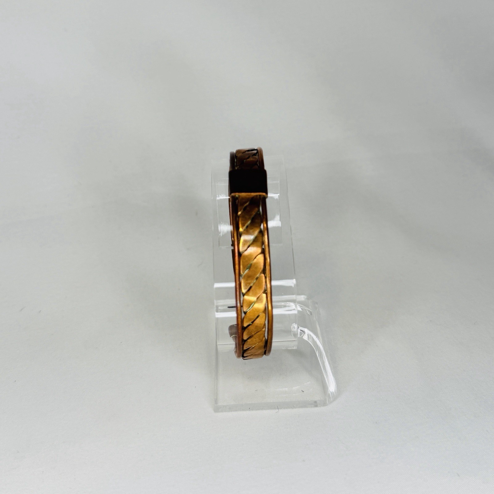 Vintage Braided Pattern Solid Copper Cuff Bracele… - image 1