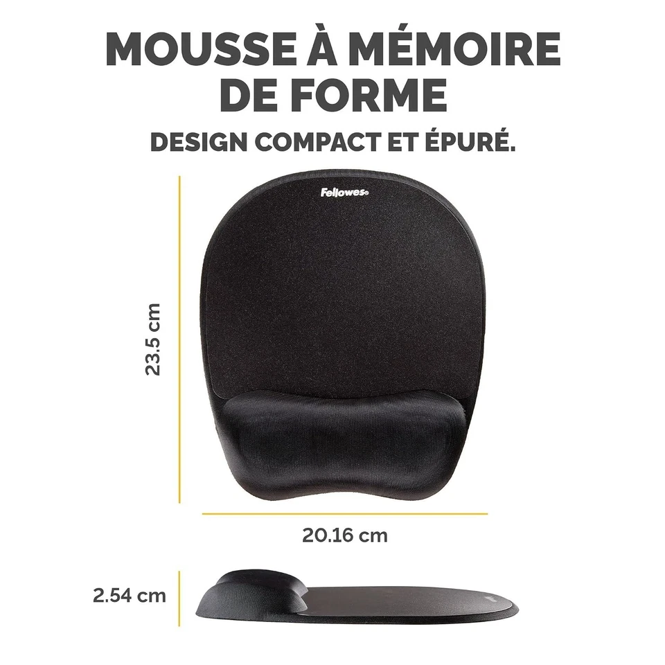 Fellowes Tapis de souris ergonomique avec repose-poignet Noir - Photo 3/4