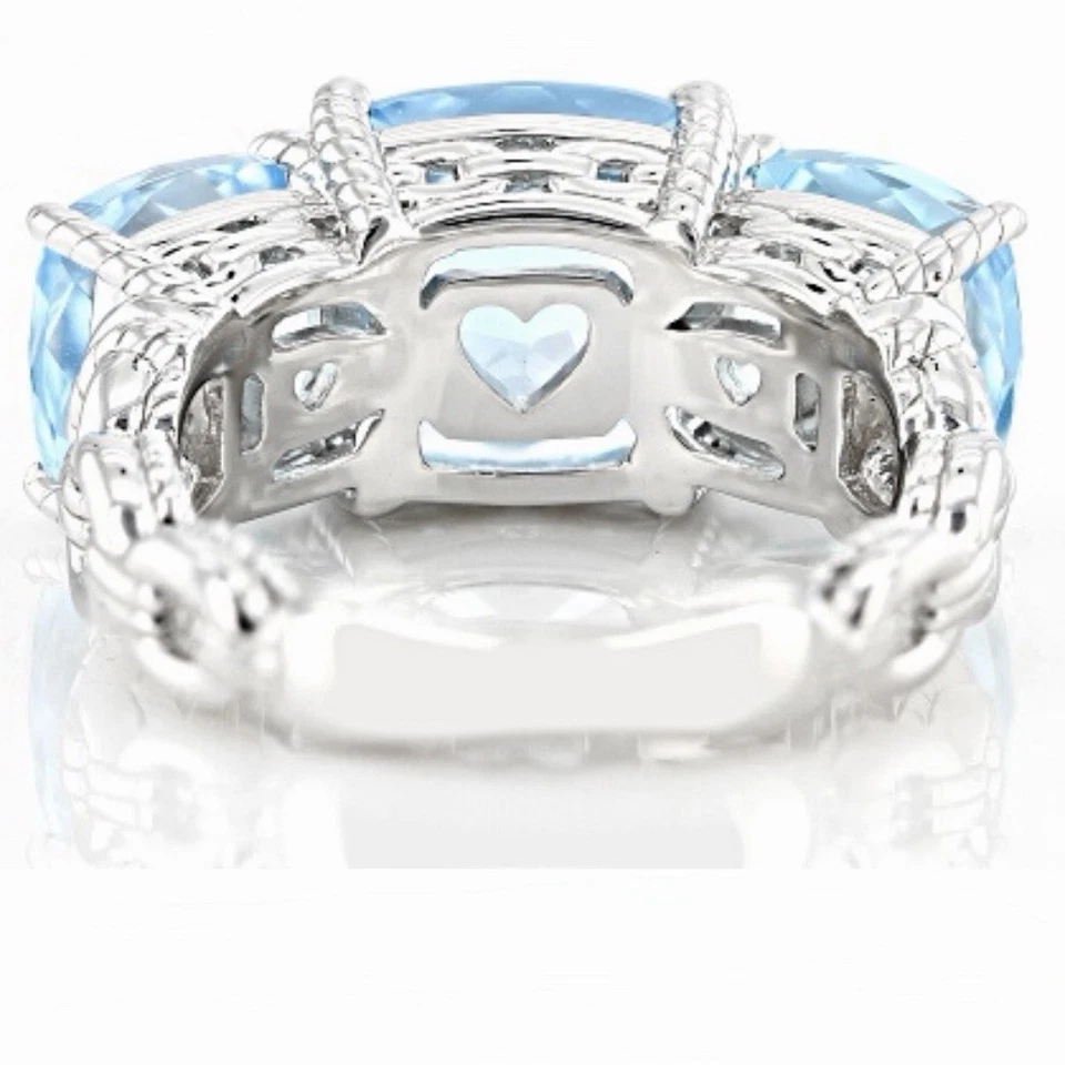 Judith Ripka Sky Blue Topaz Sterling Silver Amelia Three Stone Ring, Size 7 - Image 3 of 4