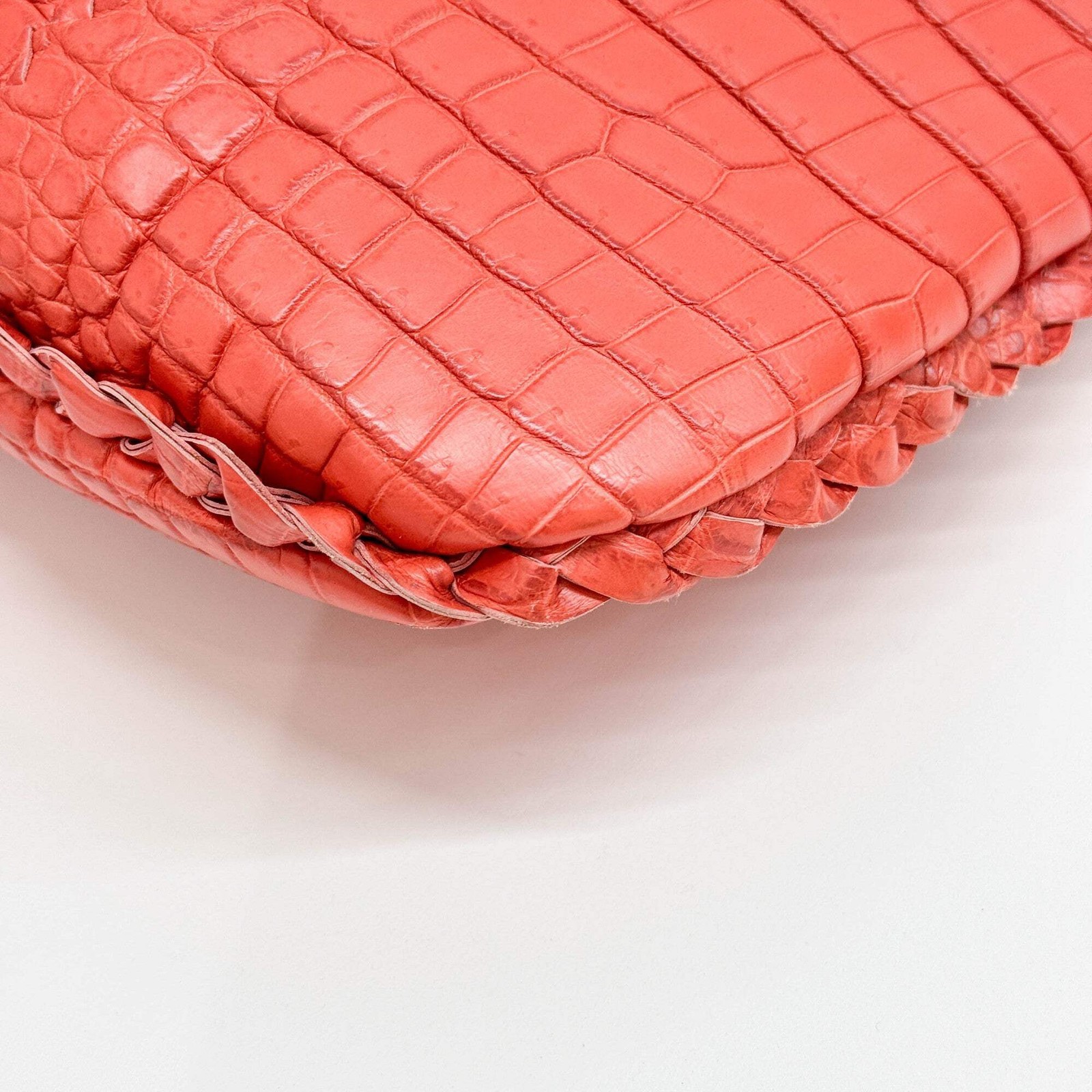 BOTTEGA VENETA Cervo Blood Orange Crocodile Embossed Leather Shoulder Bag thumbnail 10