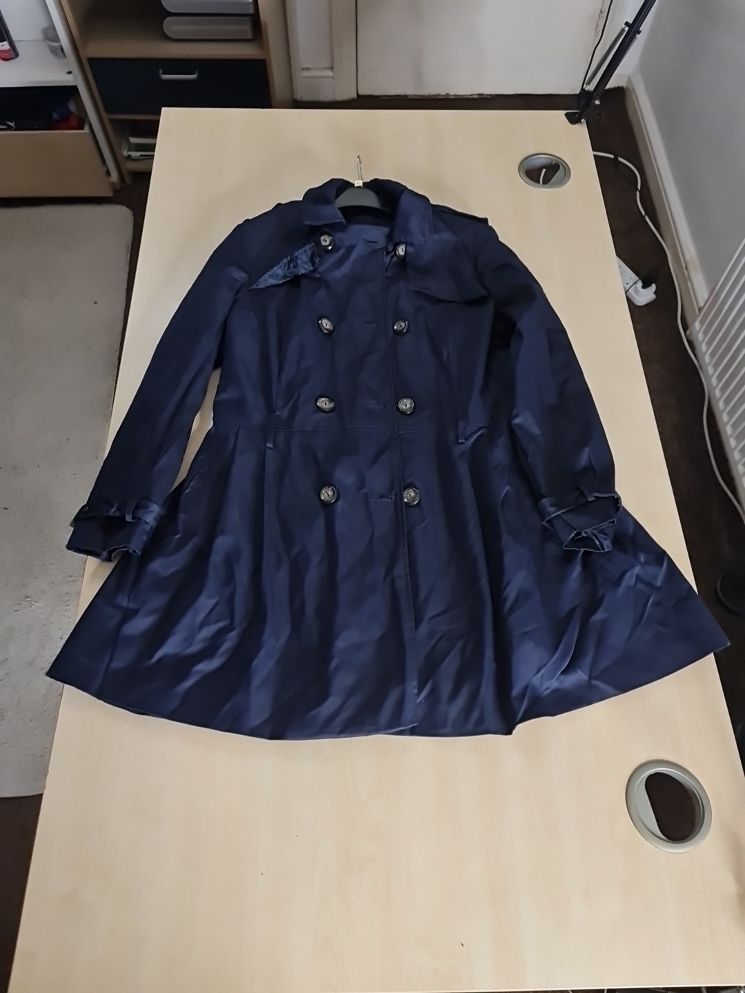 Red Hearing Womens Blue Mac Coat