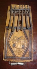 Vintage African Kalimba Mbira Thumb Piano Hand Carved Wood Metal Keys 10 x 4